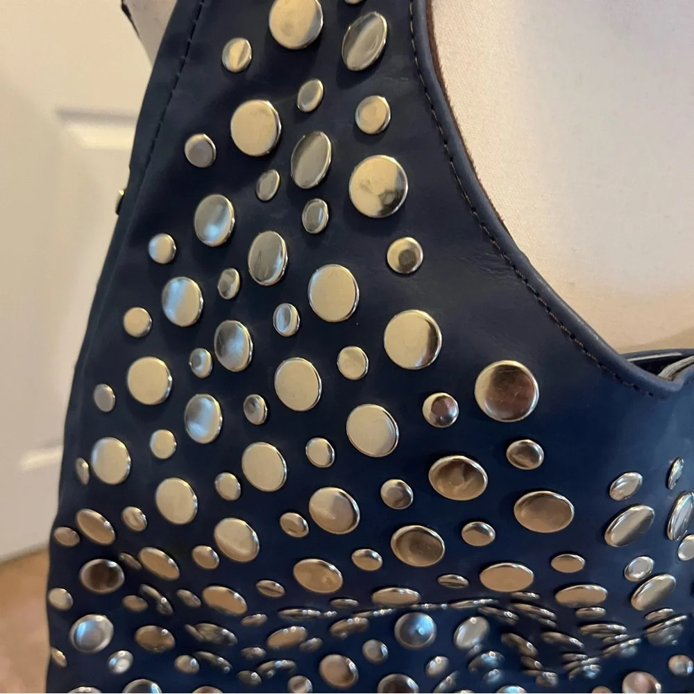 BLUE Studded Shoulder Bag – Edgy Punk Rock Tote